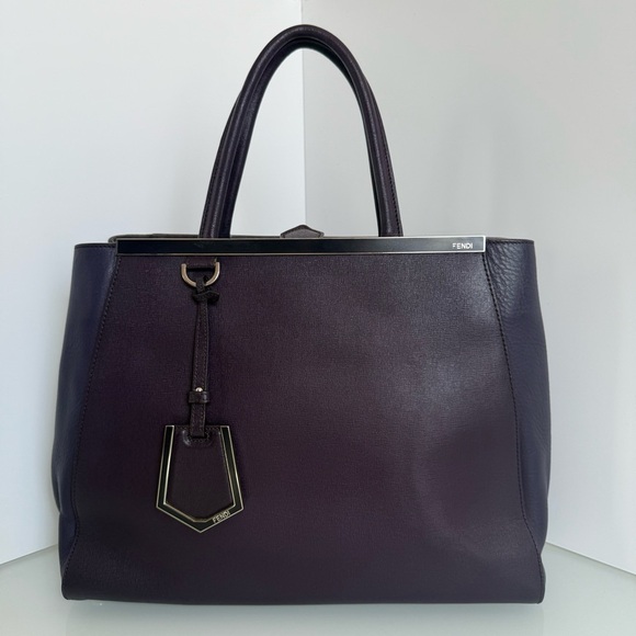 Fendi 2 Jours Plum Large Leather Bag - Picture 1 of 14
